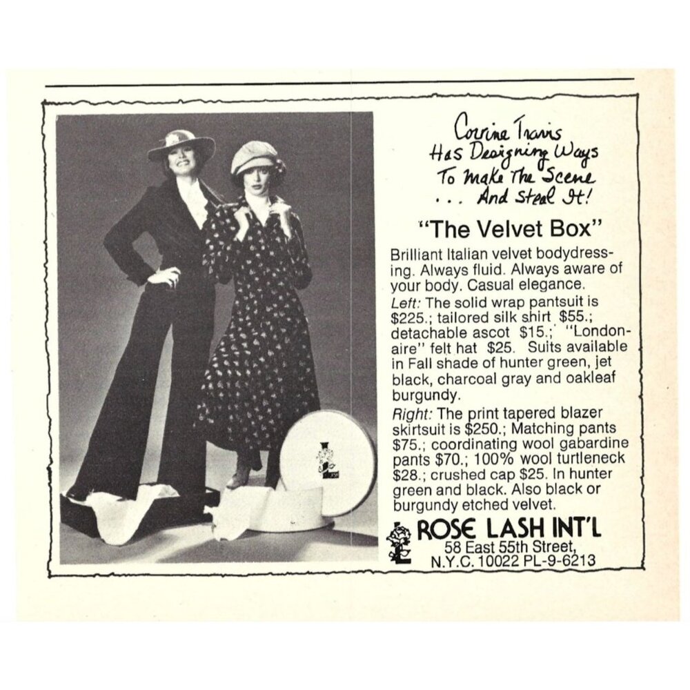Rose Lash Italian Velvet Body Dress Women Fashion 1970s Vintage Print Ad 9 in